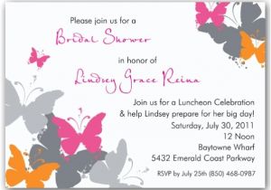 Butterfly Bridal Shower Invitations butterflies Grunge orange Bridal Shower Invitations