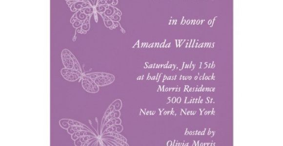 Butterfly Bridal Shower Invitations Filigree butterfly Bridal Shower Purple Personalized