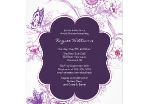 Butterfly Bridal Shower Invitations Purple butterfly Bridal Shower Invite 5" X 7" Invitation