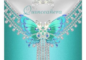 Butterfly Invitations for Quinceaneras Quinceanera Teal Blue White butterfly Diamond 5 25 Quot Square