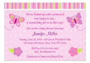 Butterfly themed Baby Shower Invitations Baby Girl butterfly Baby Shower Invitations