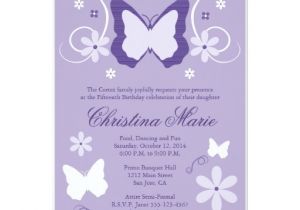Butterfly themed Quinceanera Invitations Purple butterfly Quinceanera Invitations Zazzle