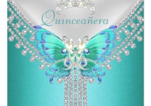 Butterfly themed Quinceanera Invitations Quinceanera Teal Blue White butterfly Diamond 5 25 Quot Square