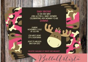 Camo Baby Shower Invites Pink & Girly Camouflage Moose Baby Shower Invitation