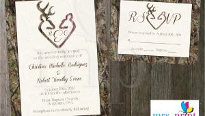 Camo Wedding Invites Camo Deer Hearts Wedding Invitation and Rsvp Card by Mrsprint
