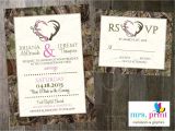 Camo Wedding Invites Hooked On Love Camo Wedding Invitation and Rsvp Card by