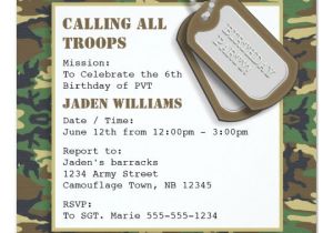 Camouflage Party Invitation Template Camouflage Camo Birthday Party with Dog Tags Invitation