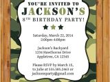 Camouflage Party Invitation Template Green Camo Birthday Invitation Personalized Camo Invite
