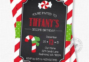 Candy Cane Christmas Party Invitations Christmas Birthday Invitation Candy Cane Invitation