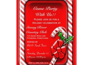 Candy Cane Christmas Party Invitations Peppermint Candy Cane Holiday Party Invitation