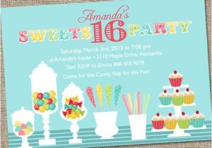 Candy themed Party Invitations Sweets 16 Birthday Party Invitation Candy Invitation Sweet