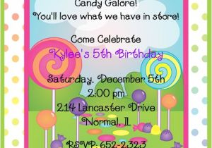 Candyland Birthday Invitation Wording Candyland Birthday Party Invitations
