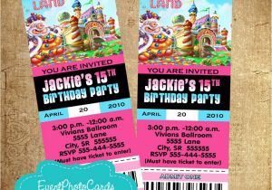 Candyland Quinceanera Invitations Candyland Ticket Invitations 1516 Candy Land Pass