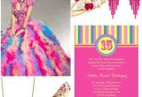 Candyland Quinceanera Invitations Colorful Candyland Quinceanera Sweet Fifteen theme