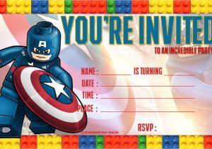 Captain America Birthday Invitation Template Free Lego Captain America Birthday Invitation Super