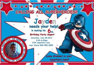 Captain America Birthday Invitation Template Lego Captain American Birthday Invitation