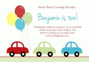 Car theme Birthday Invitation Template Car Birthday Party