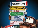 Car theme Birthday Invitation Template Disney Pixar Cars Lightning Mcqueen Mater Birthday Party
