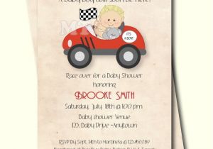 Car themed Baby Shower Invitations Race Car Baby Shower Invitation Retro Style Boy Baby Shower