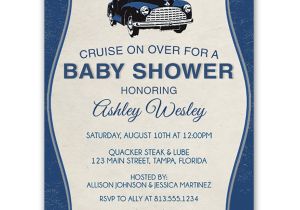 Car themed Baby Shower Invitations Vintage Car Baby Shower Invitation