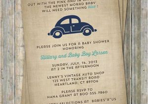 Car themed Baby Shower Invitations Vw Beetle Baby Shower Invitation Volkswagen Car theme