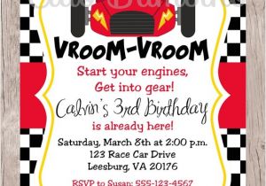 Car themed Birthday Invitation Templates Printable Race Car Birthday Party Invitation