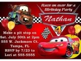 Car themed Birthday Invitation Wording Cars theme Party Invitation
