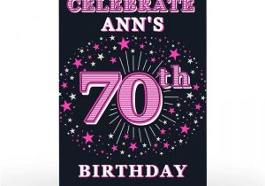 Card Factory Party Invitations Personalised 70th Birthday Invitation Pink Stars