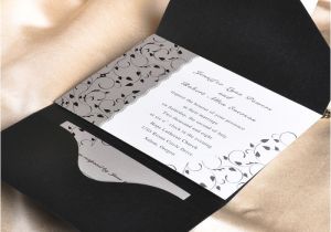 Cards and Pockets Wedding Invitations Affordable Black and White Pocket Wedding Invitation Cards