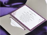 Cards and Pockets Wedding Invitations Elegant Purple and Gray Pocket Wedding Invitation Cards