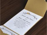 Cards and Pockets Wedding Invitations Love Birds Card and Elegant Gold Pocket Wedding Invites