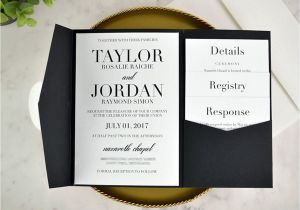 Cards and Pockets Wedding Invitations Real Diy Wedding Invitation Classic Black White Pocket