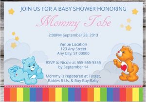 Care Bear Baby Shower Invitations Care Bear Baby Shower Invitation