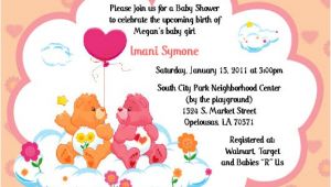 Care Bear Baby Shower Invitations Care Bears Invitations Baby Shower or Birthday by