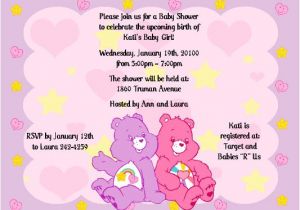Care Bear Baby Shower Invitations Items Similar to Care Bears Invitations Baby Shower or