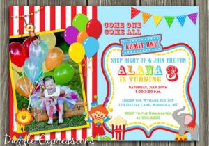 Carnival 1st Birthday Party Invitations Circus 1st Birthday Invitations