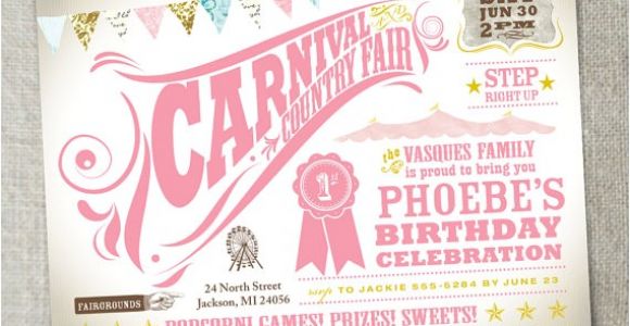 Carnival 1st Birthday Party Invitations Items Similar to Kids Birthday Party