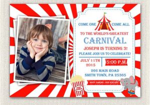 Carnival themed 1st Birthday Party Invitations Carnival Circus theme 1st Birthday Invitation Girls Boys