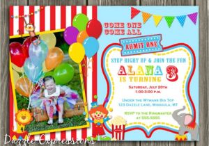 Carnival themed 1st Birthday Party Invitations Circus 1st Birthday Invitations
