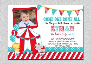 Carnival themed 1st Birthday Party Invitations Circus Birthday Invitation 1st Birthday Circus Party