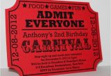 Carnival Ticket Birthday Party Invitations Carnival Birthday Ticket Invitation