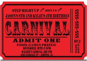 Carnival Ticket Birthday Party Invitations Carnival Ticket Birthday Party Invitations Announcement