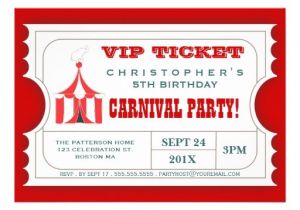Carnival Ticket Birthday Party Invitations Circus Ticket Style Invitation Template Party