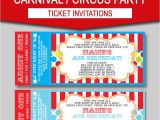 Carnival Ticket Birthday Party Invitations Editable Carnival Ticket Invitations Circus or Carnival