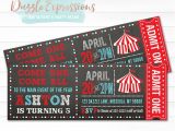 Carnival Ticket Birthday Party Invitations Printable Circus or Carnival Chalkboard Ticket Birthday