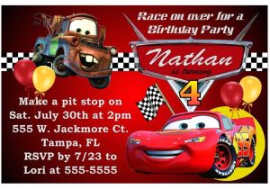 Cars themed Birthday Invitation Quot Disney Cars Birthday Party Invitations Quot