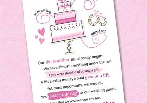 Cash Preferred Wedding Invitation 25 X Wedding Poem Cards for Your Invitations ask