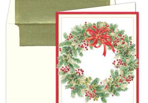 Caspari Christmas Party Invitations Caspari Personalized Wintergreen Wreath Christmas Cards