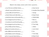 Celebrity Baby Shower Invitations Free Printable Celebrity Baby Name Game In Pink Color