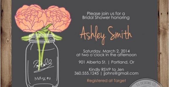 Chalkboard Mason Jar Bridal Shower Invitations Mason Jar Invitation Bridal Shower Invitation Wedding